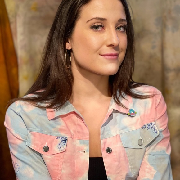 Hand Painted & Embroidered Oyster Jacket - Picture 3 of 4